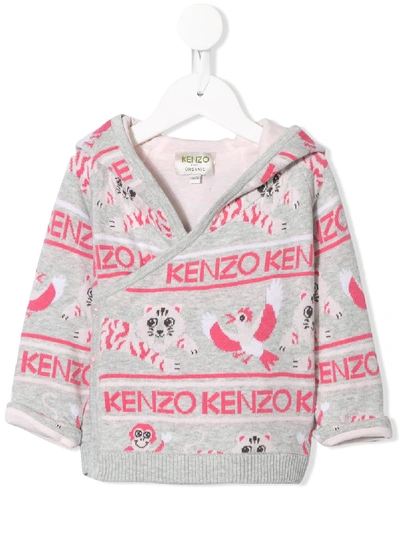 Kenzo Babies' Logo Hoodie In Grey