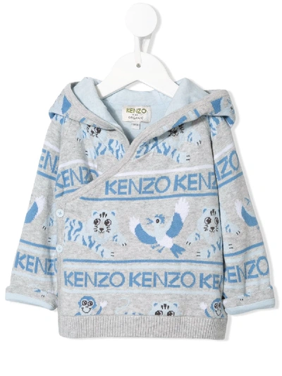 Kenzo Babies' Logo Hoodie In Grey