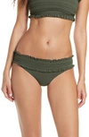 Tory Burch Costa Embroidered Hipster Swim Bikini Bottom In Green Olive / Green Olive