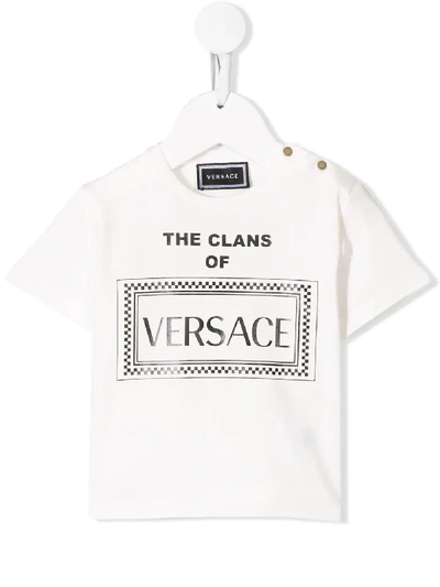 Young Versace Babies' Logo Print T-shirt In White