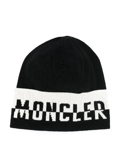 Moncler Kids' Logo Beanie In Black