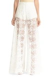 CAROLINA HERRERA HIGH WAIST EXTRA WIDE LEG LACE PANTS,R2011N406SCE