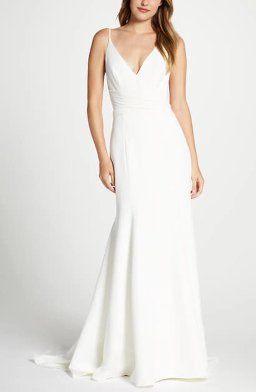 Jenny Yoo Collection Marley Crepe Trumpet Wedding Dress In Ivory