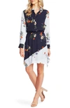 VINCE CAMUTO SURREAL GARDEN LONG SLEEVE ASYMMETRICAL DRESS,9169946