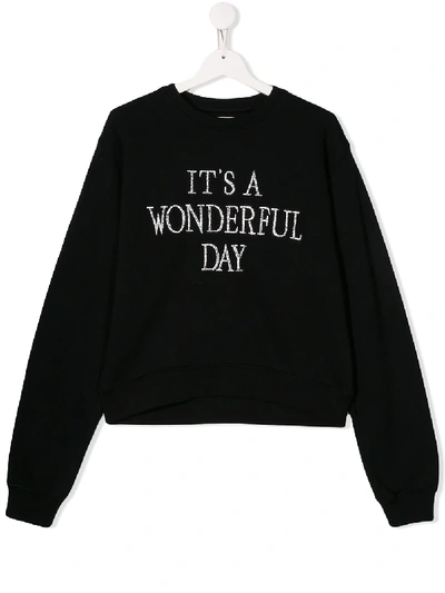Alberta Ferretti Teen It's A Wonderful Day Sweatshirt In Black