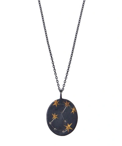 Acanthus Oxidised Silver Scorpio Diamond Constellation Pendant Necklace