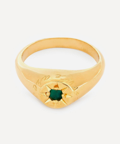 Alex Monroe Gold-plated Emerald Birthstone Ring