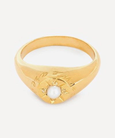Alex Monroe Gold-plated Pearl Birthstone Ring
