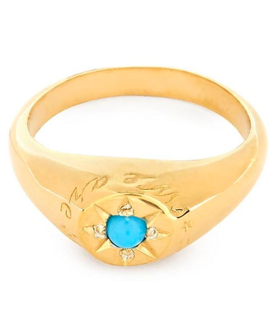 Alex Monroe Gold-plated Turquoise Birthstone Ring