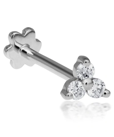 Maria Tash 18ct Large Diamond Trinity Single Threaded Stud Earring In White Gold