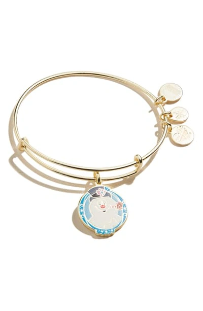 Alex And Ani Frosty The Snowman Adjustable Wire Bangle In Shiny Gold