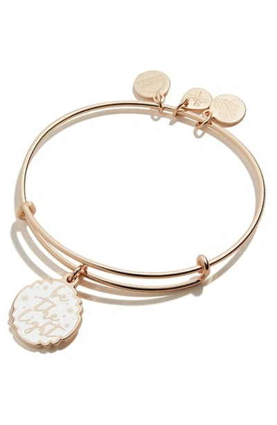 Alex And Ani Be The Light Adjustable Wire Bangle In Shiny Rose Gold