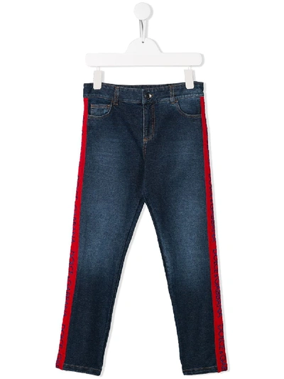 Dolce & Gabbana Kids' Logo Tape Denim Jeans In Blue