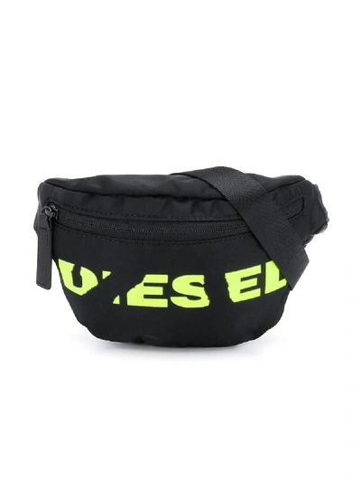 Diesel Kids' Scratched Logo Belt Bag In Black