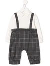 Il Gufo Check Print Romper In Neutrals
