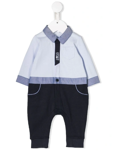 Hugo Boss Babies' Shirt Romper In Blue