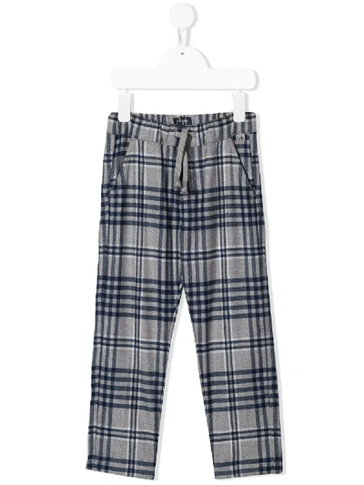 Il Gufo Kids' Check Print Trousers In Grey