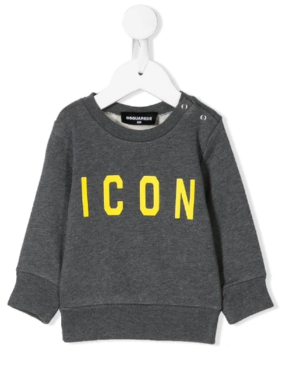 Dsquared2 Grey Babyboy Sweatshirt With Yellow Iccon Writing In Grigio