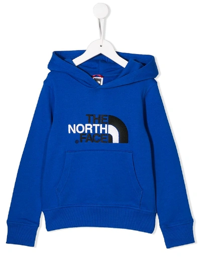 The North Face Kids' Logo Print Hoodie In Blue