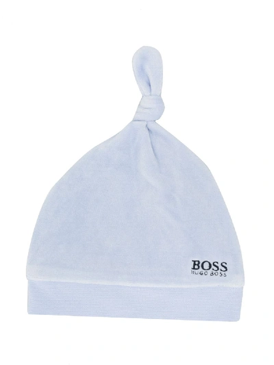 Hugo Boss Babies' Embroidered Logo Beanie In Blue