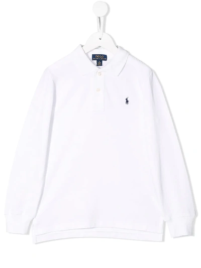 Ralph Lauren Kids' Logo Embroidered Polo Shirt In White
