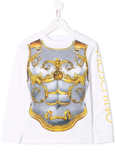 Moschino Kids' Armor Print T-shirt In White