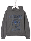 Moschino Kids' Marker Logo Hoodie In Grey