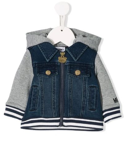 Moschino Babies' Embroidered Bear Jacket In Blue