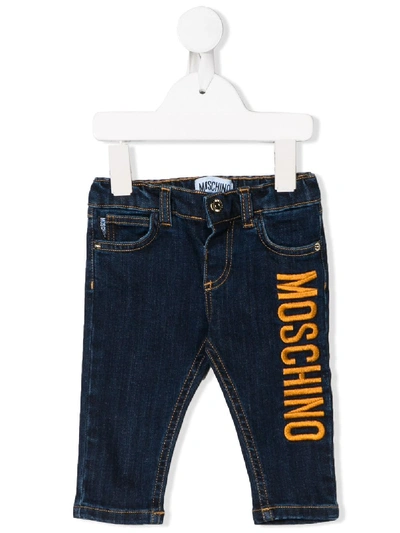 Moschino Babies' Logo Jeans In Blue