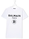 Balmain Teen Printed Logo T-shirt In White