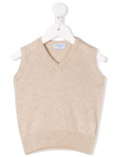 Siola Babies' Knitted Waistcoat Top In Neutrals