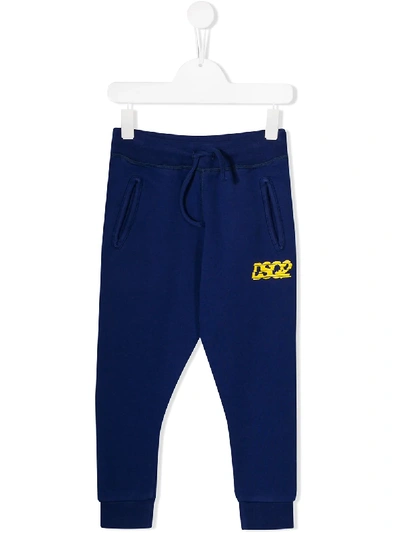 Dsquared2 Kids' Logo Print Track Trousers In Blue