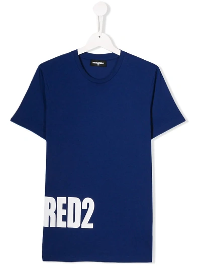 Dsquared2 Teen Logo Print T-shirt In Blue