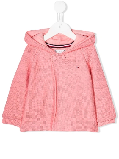 Tommy Hilfiger Junior Babies' Double-breasted Knit Hoodie In Pink
