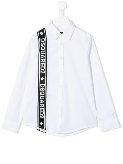 Dsquared2 Kids' Logo Trim Shirt In White