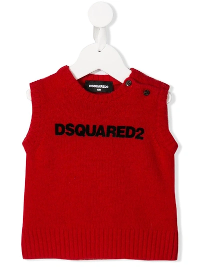 Dsquared2 Babies' Knitted Waistcoat In Red