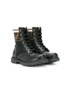 Fendi Ff Motif Lace-up Leather Boots In Black