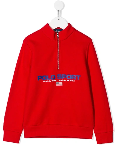 Ralph Lauren Kids' Logo Print Sweatshirt In Red