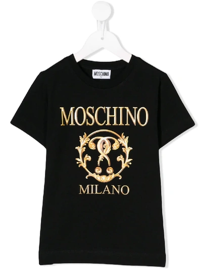 Moschino Kids' Logo Print T-shirt In Black