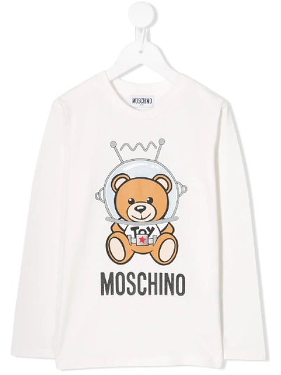 Moschino Kids' Astronaut Teddy Jersey Top In White