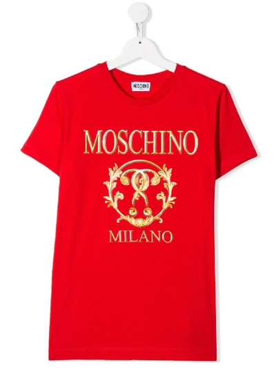 Moschino Teen Logo Print T-shirt In Red
