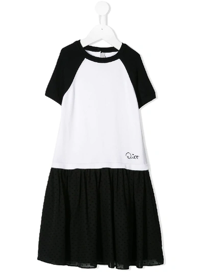 Baby Dior Kids' Two-tone Logo Dress In Black