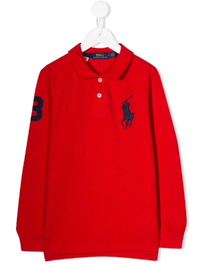 Ralph Lauren Kids' Big Pony Embroidered Polo Shirt In Red
