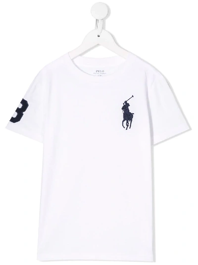 Ralph Lauren Kids' Polo Poney Embroidered T-shirt In Bianco