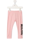 Moschino Babies' Printed Logo Leggings In Pink