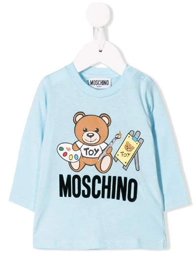 Moschino Babies' Artist Teddy Top In Blue
