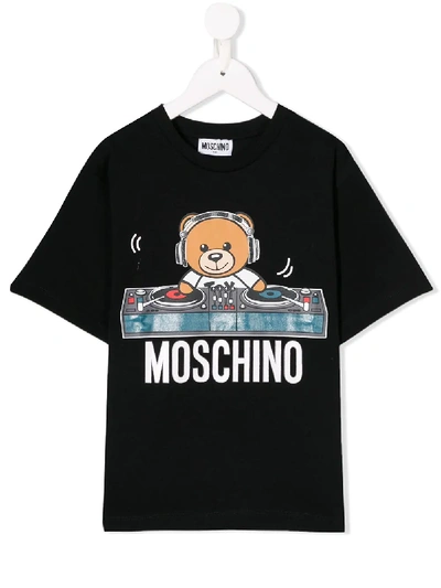 Moschino Kids' Bear Print T-shirt In Black