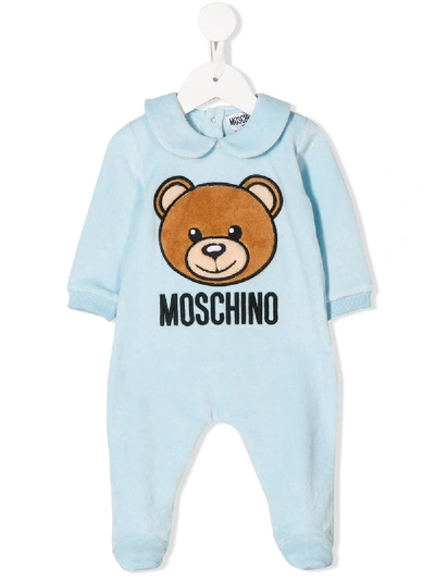 Moschino Babies' Teddy Bear Logo Pyjamas In Blue
