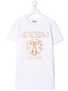 Moschino Teen Baroque Logo Print T-shirt In White