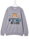 Moschino Kids' Bear Print Sweatshirt In Gray